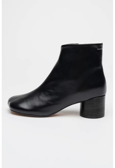 Кожени боти с масивен ток - Черен