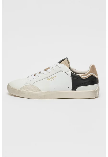 Кожени спортни обувки Lane с велур - Черен/Светло сив/Бял