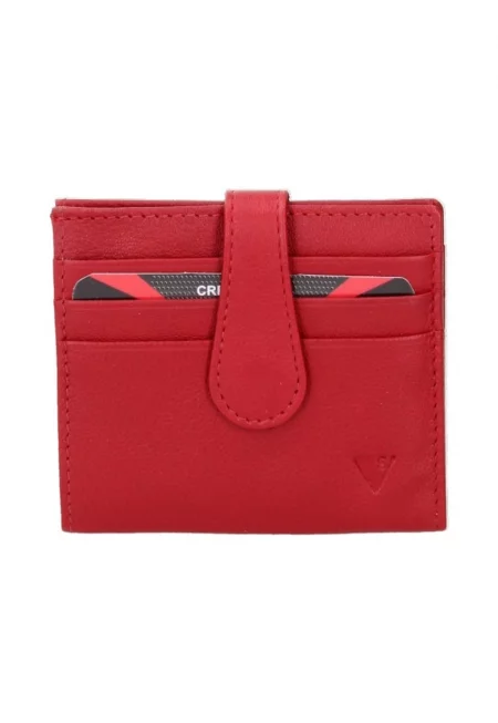 Кожено портмоне с двойно прегъване - Червен