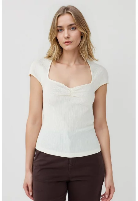 Квадратна блуза с къси ръкави