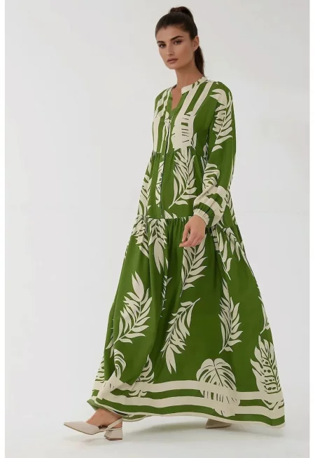 Макси рокля  зелена - вискоза