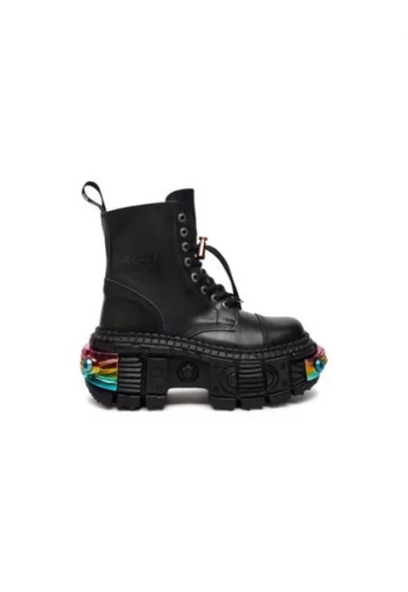 Мъжки ботуши  модел M-WALL083CCT-S8 - естествена кожа - черни - Черен