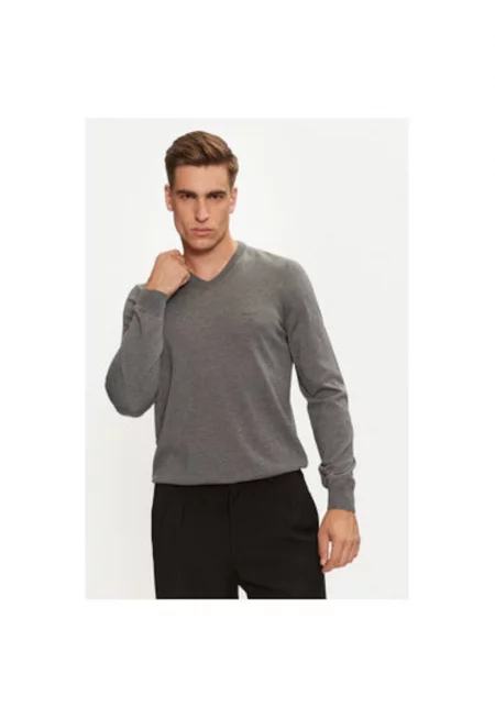 Мъжки пуловер -  304236556 - Вълнен - Сив - Сив