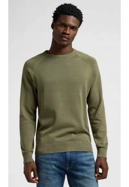 Мъжки пуловер -  CLEAN RAGLAN SWEATER - втален - зелен - памук