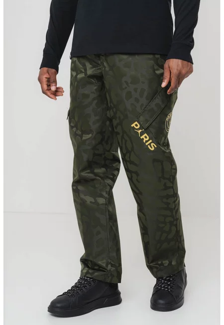 Панталон с еластична талия и принт - Бледожълт/Бледо каки/Аква зелено