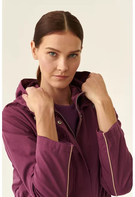 Парка с качулка и регулируема талия - Виолетов