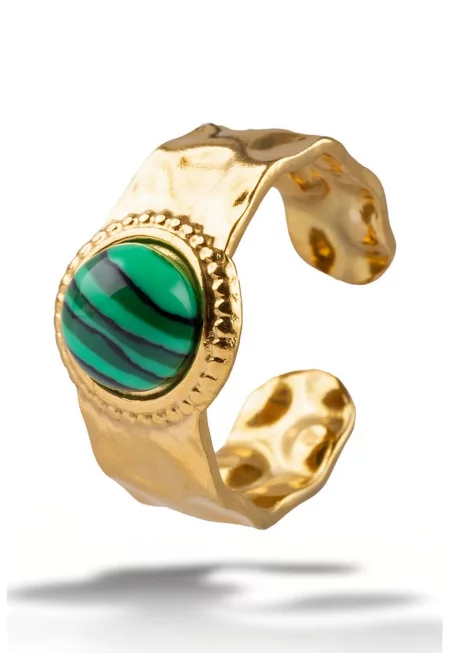 Пръстен с покритие от 18K злато с камък