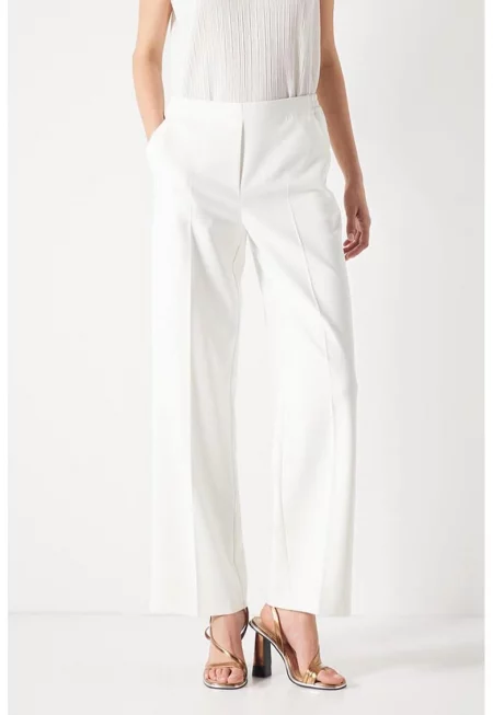 Прав панталон с ръб - Слонова кост