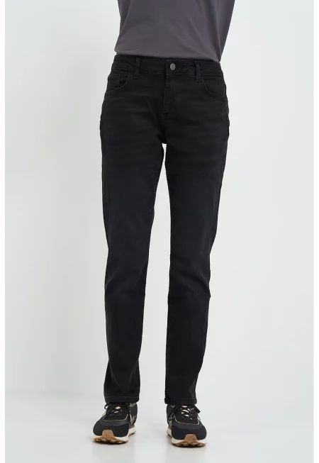 Прави дънки със средна талия - Черен