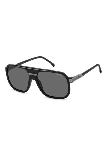 Правоъгълни слънчеви очила Aviator с лого - Черен/Сребрист