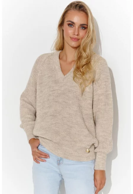 Пуловер с V-образно деколте - Един размер