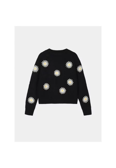 Пуловер за момичета -  303233334 - Акрил - Черен