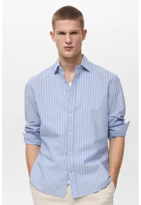 Раирана риза от памук и лен