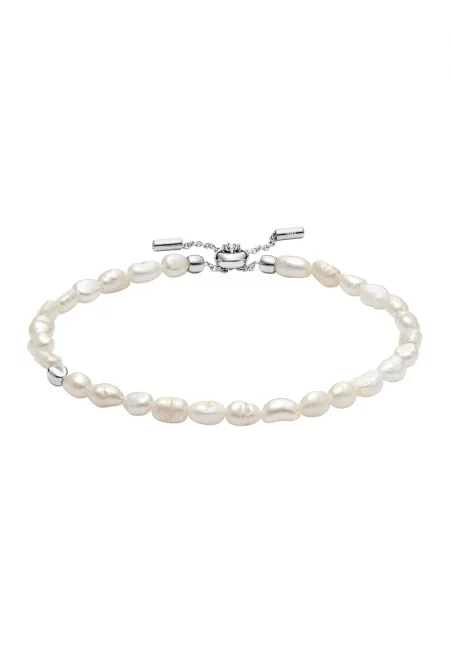 Регулируемо колие със сладководно култивирани перли - Бял/Сребрист