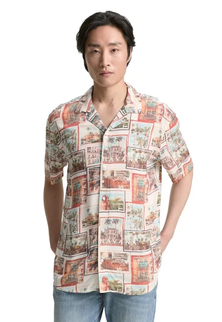 Риза с графична шарка - Многоцветен