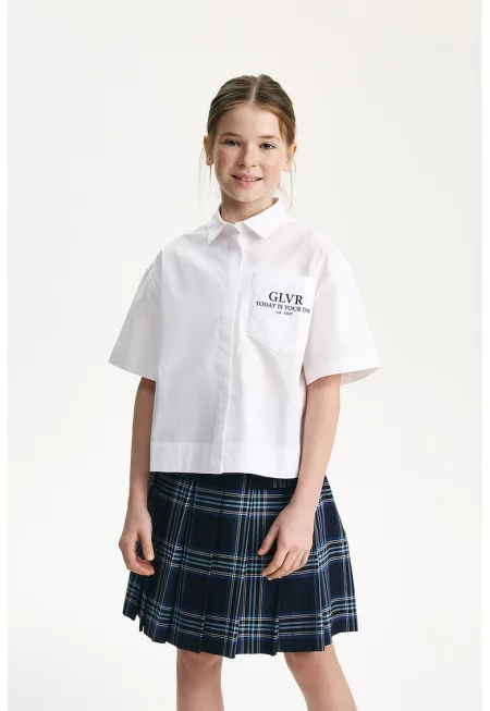 Риза с памук и джоб и лого