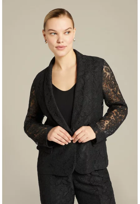 Сако с дантелени ръкави - Черен