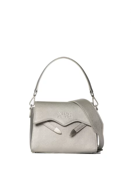 SECRET PON PON. - Чанта Iduna Lux от еко кожа с капаче - Сребрист