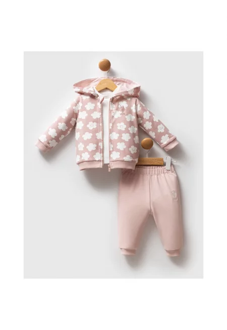 Set de bluza - pantaloni si hanorac cu fermoar - Лилав