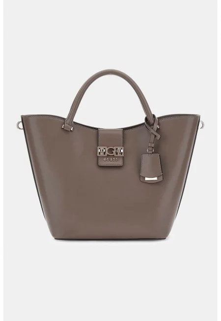 Шопинг чанта от еко кожа - Сиво-кафяв