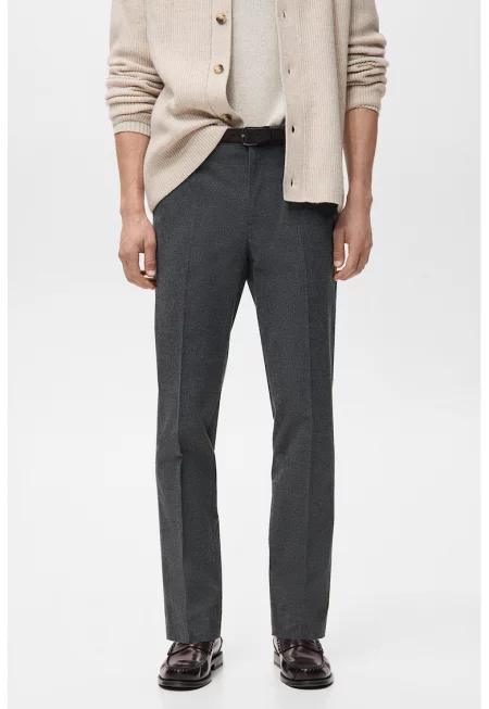 Слим панталон с басти - Сив меланж