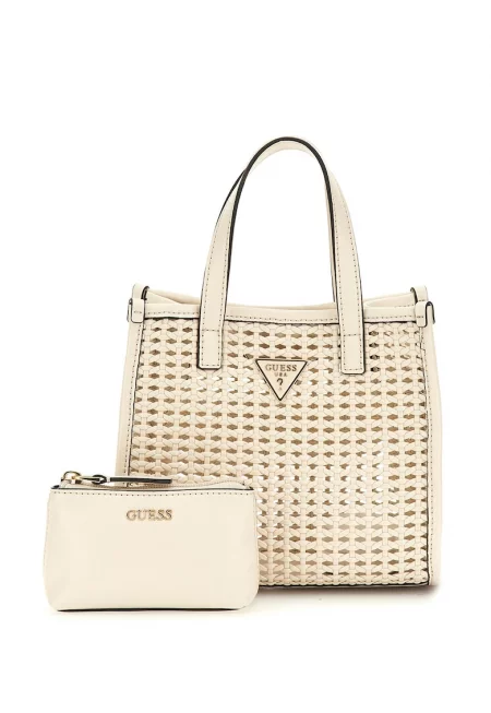 Сплетена чанта през рамо Brigitta и несесер - Бледо розово