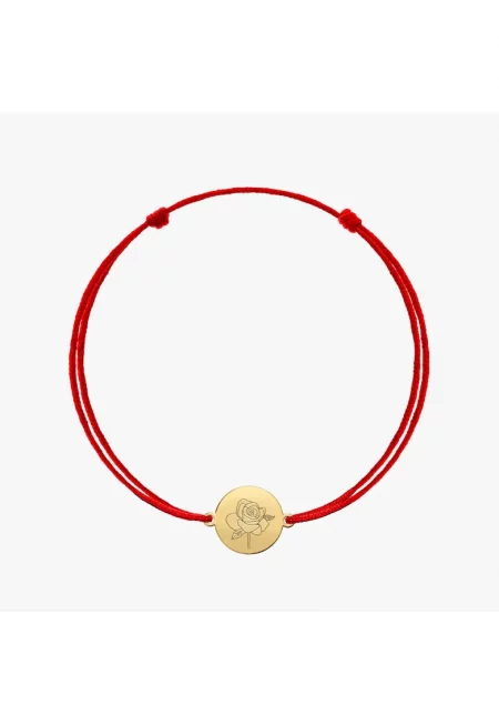 Сребърна гривна с шнур Golden Birth Flower - June Rose