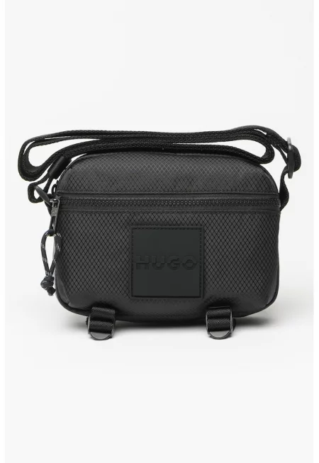 Текстилна чанта през рамо с лого - Черен