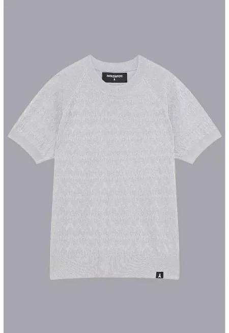 Tениска regular fit с обло деколте и текстуриран материал - Сив