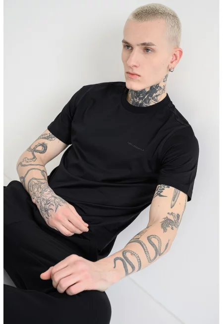 Тениска с овално деколте - Черен