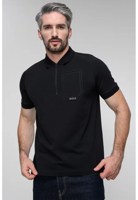 Тениска с яка и цип