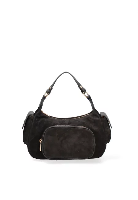 Велурена чанта за рамо Ardena - Черен