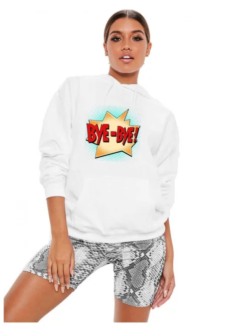 Бял дамски суичър - Bye Bye