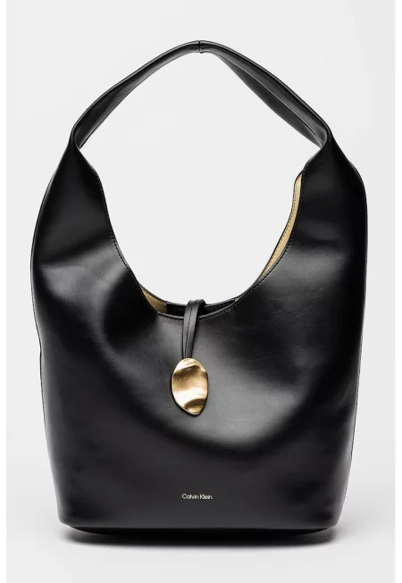 Чанта от еко кожа с отделящ се несесер - Черен