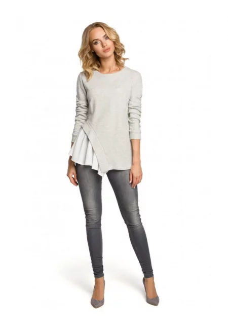 Дамска блуза -  Памук/Полиестер - Сива 31250