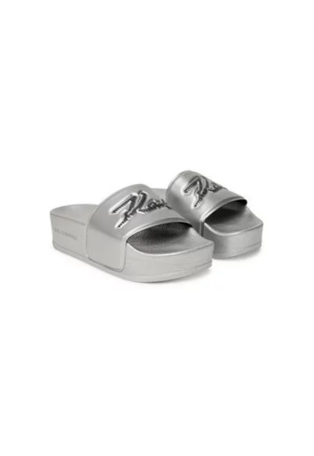 Дамски чехли - KL80872 -  Еко кожа - Сребрист