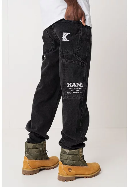 Дънки с лого - Бял/Черен