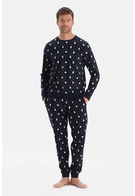 Десенирана пижама - Червен/Бял/Ултрамарин синьо