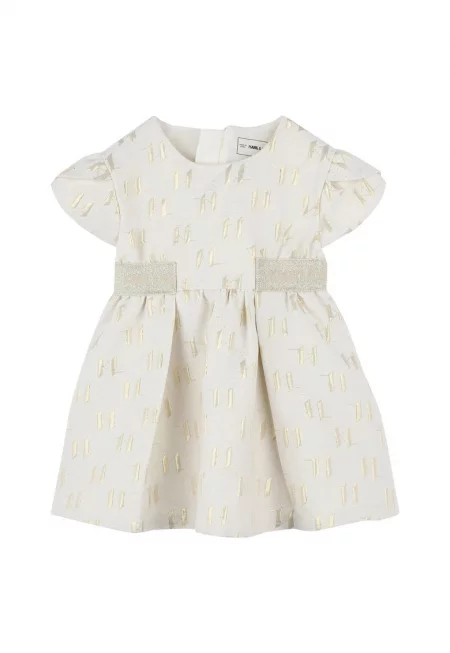 Детска рокля за момичета Karl Lagerfeld - цвят екрю
