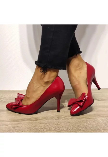 Елегантни дамски обувки  25216 Dark Red - Тъмночервени