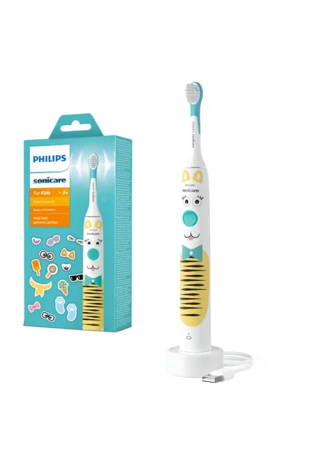 Електрическа звукова четка за зъби  Kids HX3601/01 - 2 интензитета - Свързване към приложение - 1 глава - Приложение за консултиране - стикери  ...