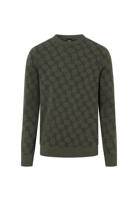 Фино плетен суитшърт с лого - Зелен