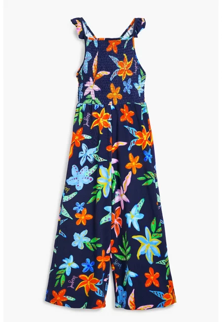 Флорален гащеризон - Оранжев/Син