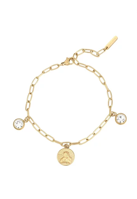 Гривна от неръждаема стомана с циркони - Златист