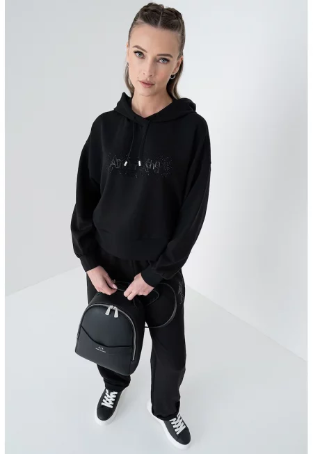 Худи с лого - Черен