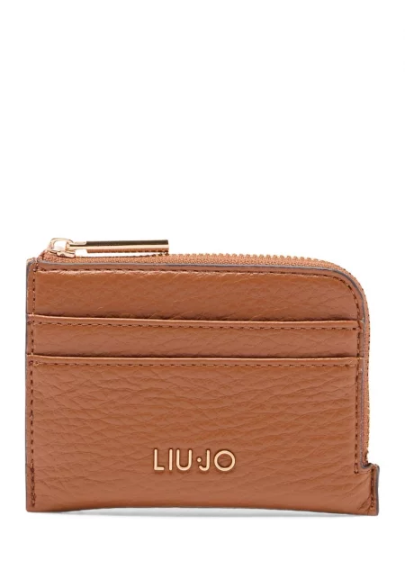 Калъф за карти с метално лого - Коняк кафяв