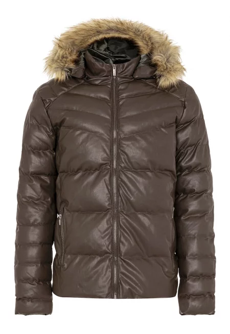 Капитонирано зимно яке с отделяща се качулка