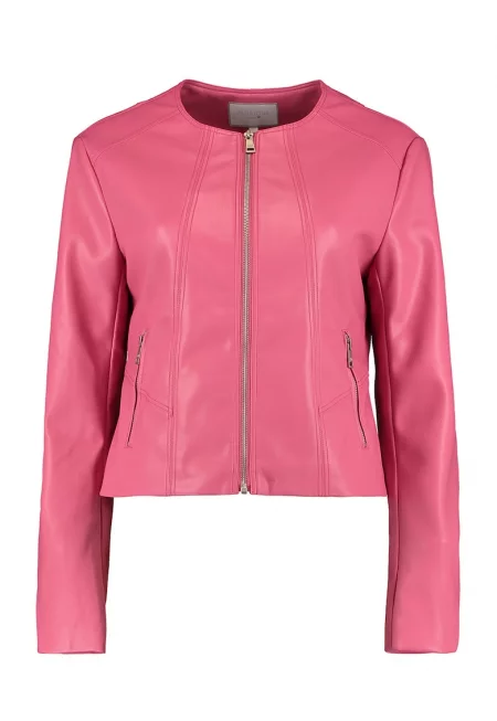 Късо яке от еко кожа - Розово