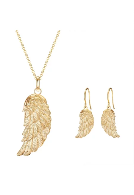 Колие с 14K златно покритие и обеци - Златист