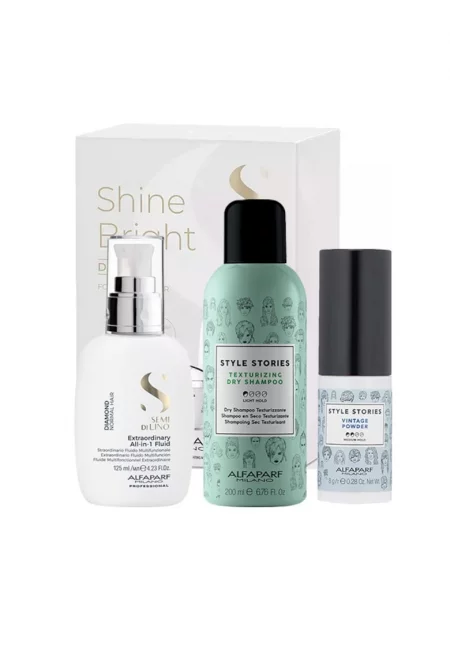 Комплект  Milano Diamond Illuminating Fluid за блясък All-in-1 - Сух шампоан Style Stories 200 ml и Пудра за обем Style Stories Vintage Powder 8 g